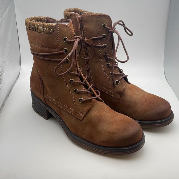 CUSHIONAIRE Women's Zipper Lace up boot +Memory Foam SIZE 7 BROWN - Picture 1 of 5